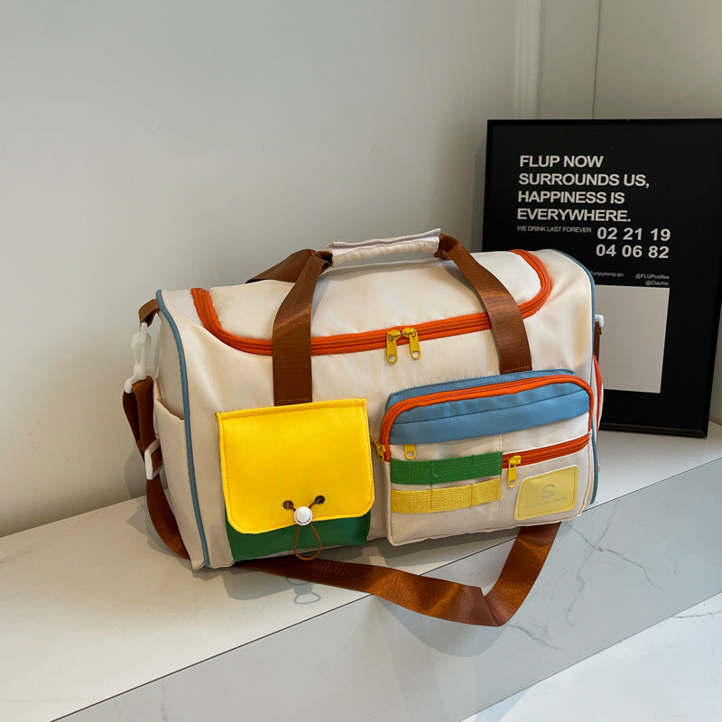 Color Block Multi-Pockets Travel Bag